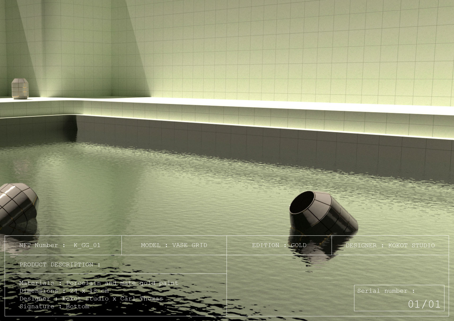 Vase Grid Gold Edition 1/1 | Kokot Studio